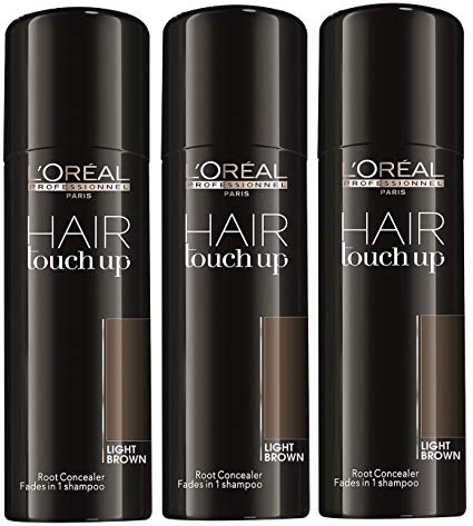 Professionnel - Spray de tinte para el cabello L‘Oréal Hair Touch Up, castaño claro, set 3 x 75 ml