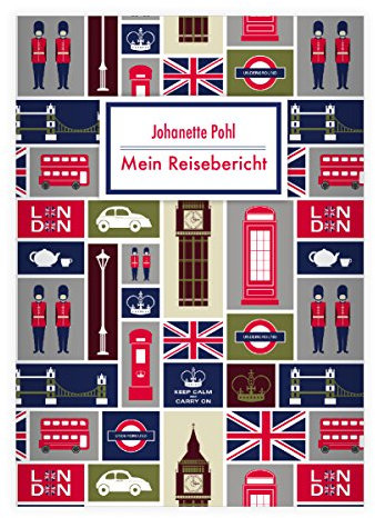 Kartenkaufrausch 8 personalisierte, Trendige London DIN A5 Schulhefte, Rechenhefte mit englischen Symbolen auf Olive grün Lineatur 10 (Kariertes Heft)