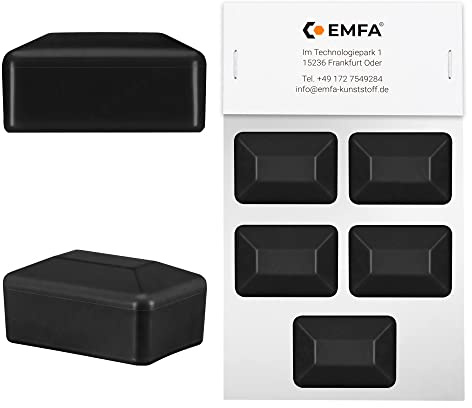 EMFA Zaunpfahlkappe rechteckig 60x80 mm Schwarz 5 Stück Pfostenkappen Kunststoff Pfostenkappen Abdeckkappen Zaunkappen