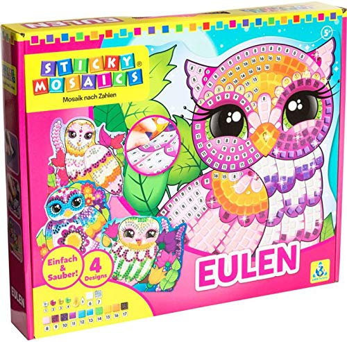 ORB Sticky Mosaics Eule Mosaik Klebebilder Bastelset Kinder Geschenke für Mädchen & Jungen Moosgummi Aufkleber schöne Farben Beschäftigung Kindergeburtstag Geschenkidee DIY Deko basteln ab 5 Jahre