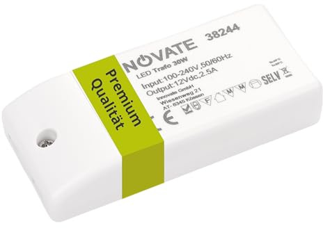 INNOVATE DC 12V Netzteil LED 0-30 W I LED Trafo 230V auf 12V | LED Netzteil 12V DC Spannungswandler 230V auf 12V IP20 ohne Mindestlast I LED Trafo 12V 30W Flackerfrei, kein Flimmern Summen