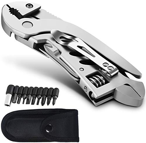dpnao Multitool Wrench With 7 Tools/Pliers/Wire Cutter/Flat Screwdriver/Phillips Screwdriver/Portable Folding Multifunctional Adjustable Multi Purpose Stainless Steel Tool