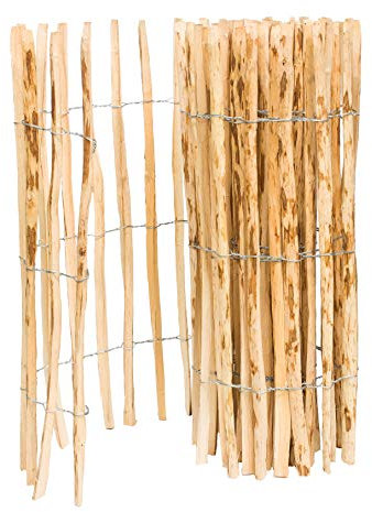 BOGATECO Staketenzaun Haselnuss Kastanie | Holz-Zaun 80 cm Hoch & 500 cm Lang | Lattennabstand 4-5 cm | Perfekt als Gartenzaun | Zaun Garten Steckzaun Holzzaun | Langlebige