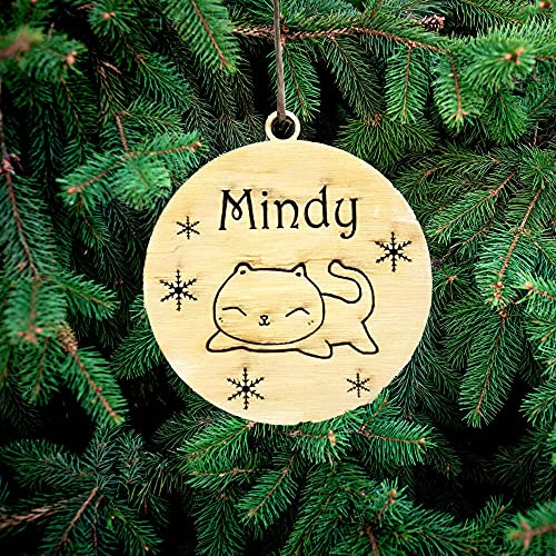 Personalisierte Katze Ornament Weihnachtsbaumschmuck Weihnachtsdeko Weihnachtsdeko aus Holz Weihnachtsbaum Deko Weihnachtsdekoration Ornament Holz Christbaumschmuck mit Katzennamen