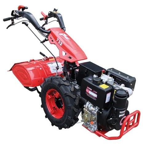 Kawapower Motocultor con Motor De 270cc a Diesel 9HP, Rojo