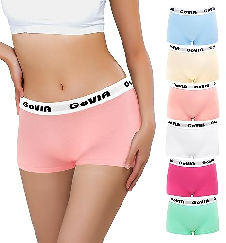 Libella Boxer Femme Coton Shorty Shorts Caleçons Femmes Lot de 6-Femme Boxer Shorties Culotte sans Couture Basics Panty Multicolore 3921C L