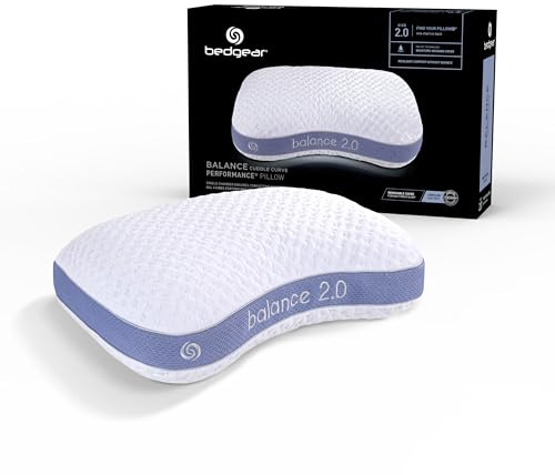 Bedgear Balance Cuddle Curve Performance Pillow - Size 2.0 - Moisture-Wicking Pillow for Side Sleepers - Medium Firmness Bed Pillow- Hypoallergenic, Washable Removable Cover - 20 W x 26 L x 5.75 H