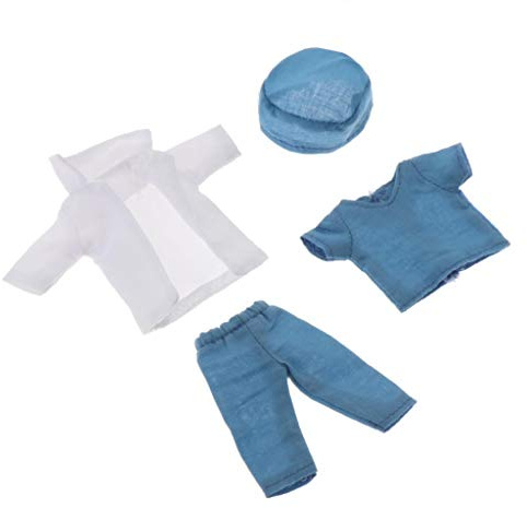 misppro Vestido largo de trabajo para muñeca 1/12 + playera +