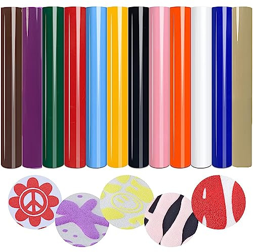 WOOLUCK® 12 Stück 3D Puff Vinylfolie Wärmeübertragung,Vinylfolie Schaum HTV Pressfolie Puff Vinyl BüGeln Vinyl für T-Shirt Stoff DIY Handwerk