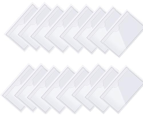 ORANLY 16 Stück Visitenkartentaschen Selbstklebend Transparent mit Daumenausstanzung Oben, Selbstklebende Etikettenbeutel, Transparenter Kreditkartenhalter, Etiketten Kartenhalter(Size:11.5 * 6.5CM)