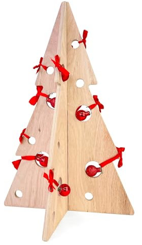 Árbol de Navidad de madera, natural, montaje entrelazado, H. 46 cm, Decoración Navideña