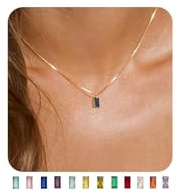 FUNEIA Kette Damen 14K Vergoldete/925 Sterling Silber mit Geburtsstein Anhänger Halskette Gold Silber Exquisit Frau Mädchen Mama Schmuck Geburtstag Hochzeitstag Valentinstag Muttertags Geschenk