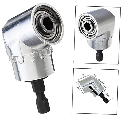 Rallonge de Foret à Angle Droit 105 Degrés, Acier Argenté, Usage Manuel | Angle Réglable, Changement Rapide des Embouts, Portée Étendue, pour Perceuse Électrique et Vissage Précis