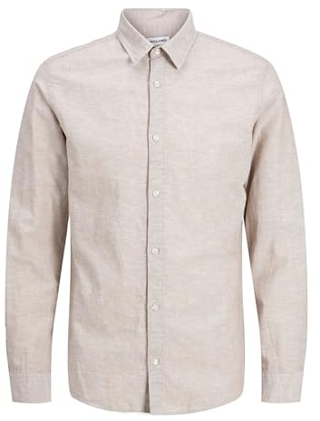 JJEBREEZE skjorta LS SN PLS, Porslin, 4XL