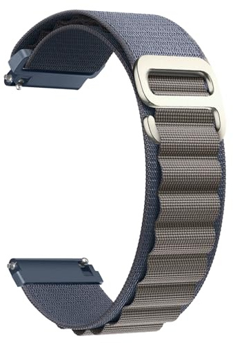 CeiBand Alpine Loop Nylon Armband Kompatibel mit 20mm 22mm, G-Haken Edelstahl Metall Schnalle Sport Uhrenarmband Herren Damen Ersatzband für 20mm 22mm -(20mm Blau+Grau)