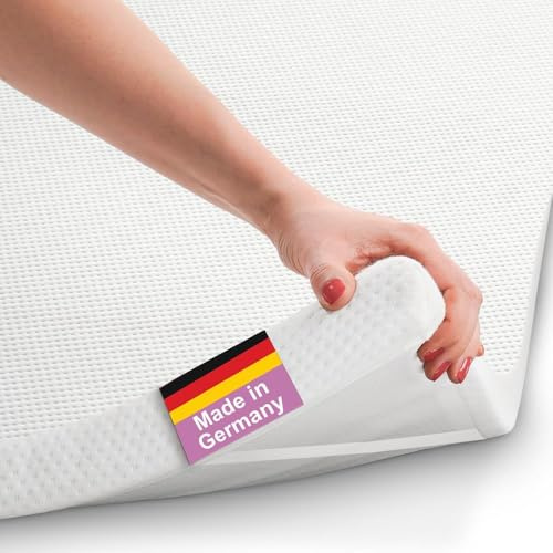Matratzentopper 200x200cm Gelschaum Höhe 4cm Matratze Matratzenauflage | mit Eckgummi, Topper Ideal für Boxspringbetten, Schlafsofas und Camping, Öko-Tex, Made in Germany
