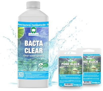 vdvelde.com - BACTA CLEAR + 2x POND BLOCK - - Für 2.000 L- Algenfrei in 10 Tagen- Fadenalgen- und Schwebealgenbekämpfung