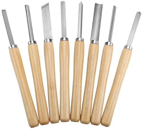 Drechselwerkzeuge mit 65 Manganstahlklingen, wichtiges 8-teiliges Drehbank-Set, Drechselmeißel-Set for Profis oder Hobby-Holzarbeiter