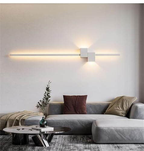 DESHOME Wandleuchten für Wohnzimmer LED Wandleuchte Innen Weiß 3000K Warmes Licht Lang Wandlampe Nach Oben Und Unten Wandlampen für Schlafzimmer Arbeitszimmer Flur Nachttisch 122cm