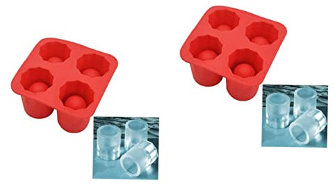 Hoement 2stücke Teiliges Silikon Eiswürfelform Für Schnapsgläser Flexible Eisformen Für Cocktails Diy Eiswürfel Pudding Und Rote Silikon-eiswürfelschalen Wiederverwendbar Und Leicht