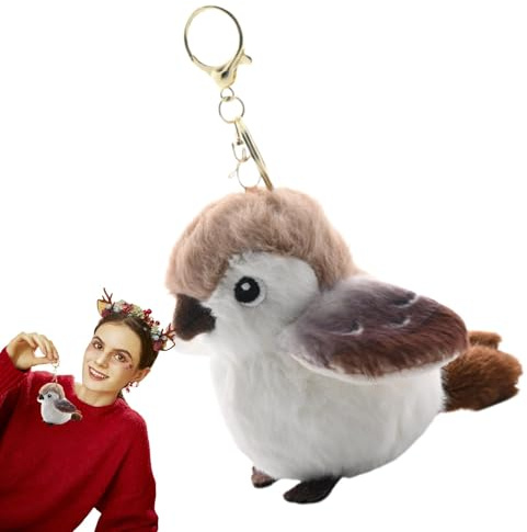 Maodom Porte-clés en peluche d'oiseau | Porte-clés décoratif en forme de moineau – Jouets d'oiseaux en peluche, accessoires de portefeuille portables pour sacs d'école, Attribut unique, Refer to
