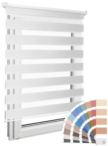 Home-Vision Premium DuoRollo Schrauben mit Bohren Weiß B145 x H150 cm | Doppelrollo mit Bohren zum Anschrauben Rollos für Fenster und Türen Sichtschutz lichtdurchlässig