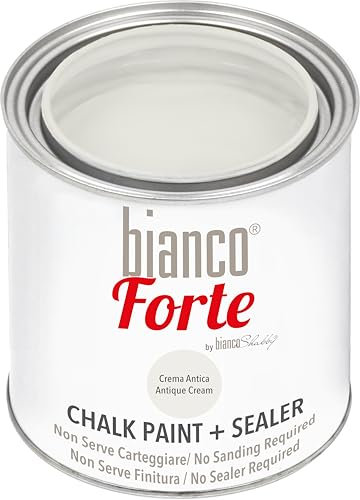 Bianco Forte - Antikcreme - (250ml) - 2-in-1 Kreidefarbe & Versiegelung: Hochbeständige Farbe für Möbel, Schränke, Wände & Türen – Schnelltrocknend, Innen/Außen, Mattes Finish, Einfache Anwendung