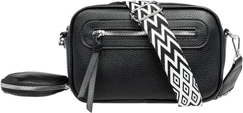 Caspar TS1077 Damen Crossbody Bag Umhängetasche, Farbe:schwarz