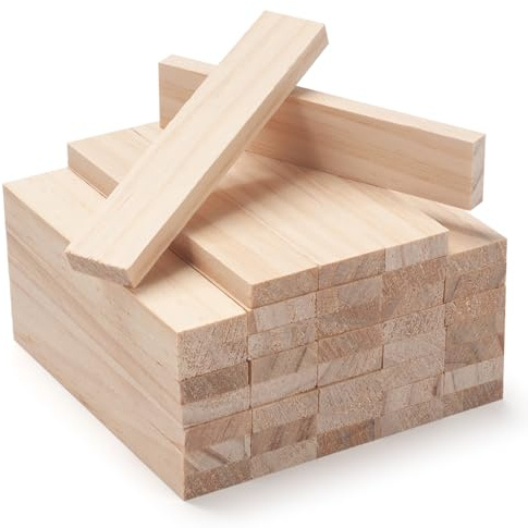 Holzleisten Holzstäbchen zum Basteln 20 x 7 x 100 mm, 40 Stück Holzklötzchen Holzlatten Holzstäb Bastelholz, Natur Unfertige Kantholz Holzstab Holzstange Hartholz Dübel für Modellbau