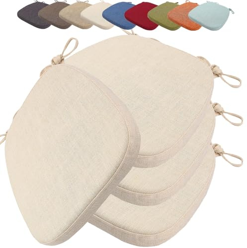uyeoco Juego de 4 Cojines para Sillas de Comedor - Forma Ovalada con Lazos Antideslizantes - Extraíbles y Lavables - para Interior y Exterior (Terraza, Jardín, Cocina, Comedor)(Color 4,40X38X33X3cm)