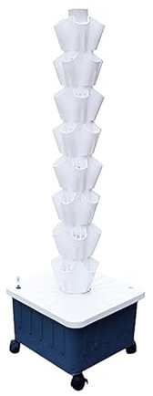 PPLDABNK Hydroponic Grow Kit, Earthless Growing Tower, Aeroponics Tower with Hydration Pump, Adapter, Seed Bed and Net Pots for Hydroponic Gardening Lovers,8 Layers,White