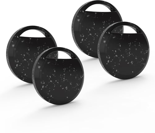 RSH Lot de 4 Traceurs Bluetooth pour Android - Fonctionne avec l'appli Google Localiser Mon Appareil - Smart Tag pour Clés, Bagages et Animaux - Localisation Mondiale, Étanche IP67, Noir