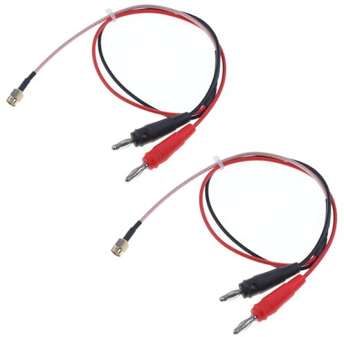 Oiyagai 2-Pack SMA Male to Dual Banana Plug Test Cable, 50cm RG316 RF Coaxial Adapter Wire, Red & Black Leads for Power Supply, Oscilloscope, DIY Electronics