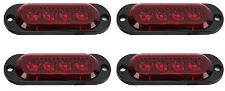 Tomvorks Auto Stroboscopica luminosità Alta 3000k 12-24V Laterale del Camion, Facile Installazione ABS PC LED Impermeabile 4pc Luce Flash di Emergenza, Luce Strobo per Auto, Camion, (Rosso)