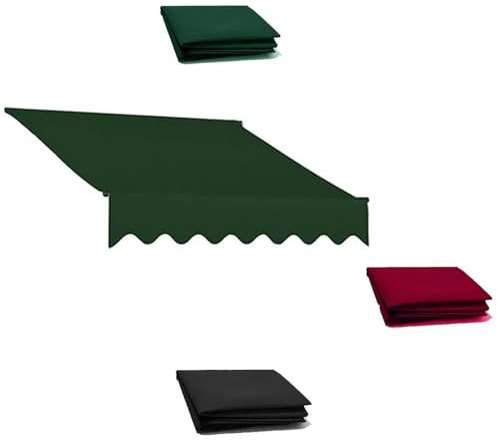 Tenda da Sole Manuale a cappottina, Tenda da Sole Tessuto di Ricambio for Tenda da Sole da Patio, Tessuto Parasole in Poliestere Impermeabile, Retrattile(Green,6x5m/20x16ft)