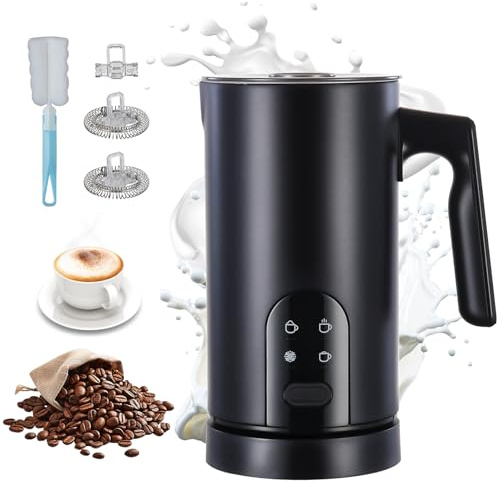Elektrischer Milchaufschäumer Mit 4 Funktionen: Automatischer Milchaufschäumer Für Heiße Und Kalte Milch, Automatische Abschaltung, Hochwertiges Edelstahl-Design Genießen Sie Für Matcha (Schwarz)