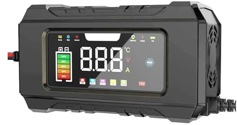 Auto Batterie Ladegerät 12V 6A Puls Reparatur LCD Display Smart Schnelle Ladung AGM Deep Cycle Gel Blei Säure Ladegerät for Auto Motorrad(Black)