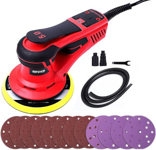 Garvee Ponceuse Orbitale Electrique Aléatoire 350W, Ponceuse à Moteur Sans Balais Faible Vibration 10000 tr/min 6 pouces