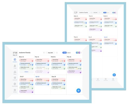 Luqeeg Intelligenter Digitaler Kalender, Interaktives Touchscreen-Arbeitsdiagramm, Synchronisierbarer Elektronischer Wandkalender mit Digitalem Bilderrahmen für Familienpläne