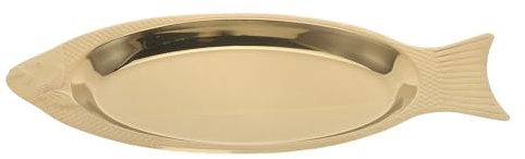 Veemoon Plateau de service en acier inoxydable en forme de poisson : assiette multifonctionnelle de 40 cm en forme de poisson pour salades, sushis et fruits de mer. Idéal pour les hôtels, restaurants