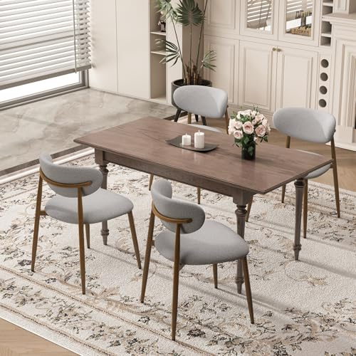 MALOL Dining Chairs Set of 4, Curved Back Kitchen Room Chairs with Metal Legs and Anti Slip Pads, Upholstered Dining Chair for Home and Restaurant, Light Grey