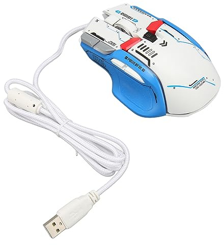 BONKZEBU Souris de Jeu Mécanique Filaire RVB 12 800 DPI pour Mac iOS, Souris de Programmation à Prise Confortable pour Les Joueurs, Matériau ABS Blanc