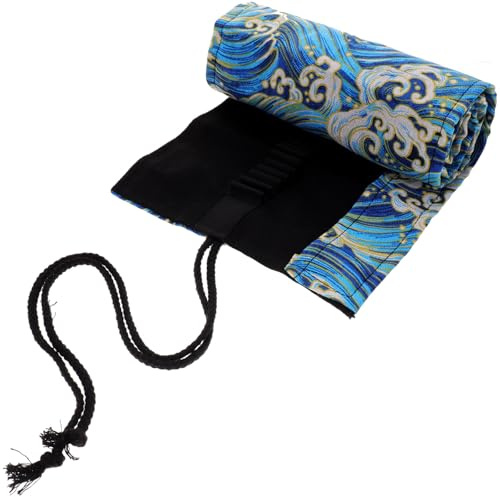 POPETPOP Japanisch Inspirierte Stifterolle aus Strapazierfähigem Baumwoll Leinen Material Aufrollbares Federmäppchen mit 72 Fächern Großer Stifte Organizer für Buntstifte Aquarellstifte