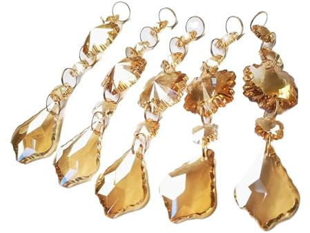 PULaif Cazador de Sol de Cristal, Piezas de araña de Cristal K9, atrapasueños DIY, Paquete de 5 champán, Varios tamaños