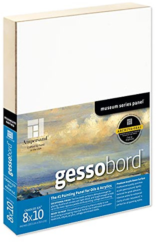 AMPERSAND ART SUPPLY GBSC08 Gesso Wood Painting Panel: Museum-Serie Gessobord, 1,9 cm (3/4 Zoll) Wiegenprofil, 8 x 10
