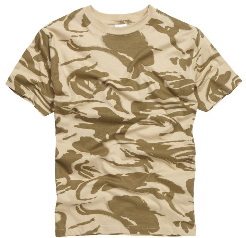 100% Cotton Military Style T-Shirt - British Desert Camouflage (L)
