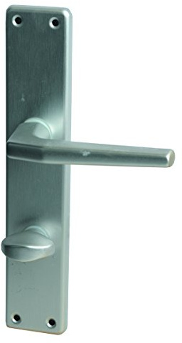 Alpertec aluminium Tanja II - LS Langschildgarnitur für Badtüren in eloxiert WC mit Sperrriegel, 78 mm, silber, 40364110PO