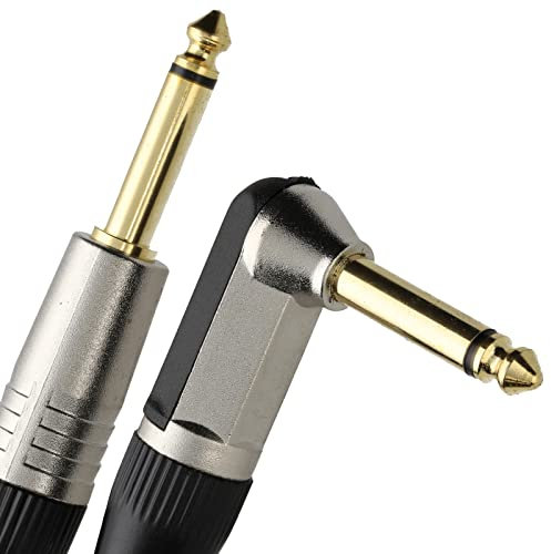 kenable GOLD Right Angle MONO Jack 6.35mm Guitar/Amp LOW NOISE Cable Lead 2m [2 metres]