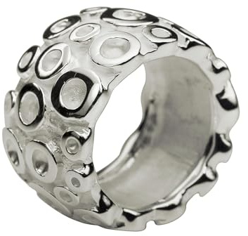 SILBERMOOS Damen Ring Bandring Kreis-Struktur breit matt glänzend massiv 925 Sterling Silber