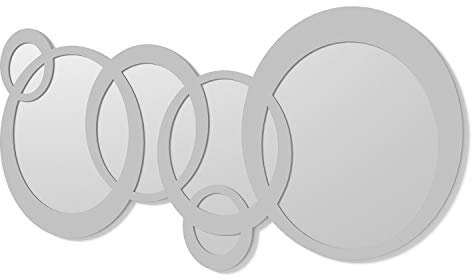 DekoArte E005 - Espejos Decorativos Modernos De Pared | Decoración para Tu Salón, Dormitorio, Entrada, Recibidor | Espejos Sofisticados Grandes Circulos Color Plata | 1 Pieza 140 x 70 cm